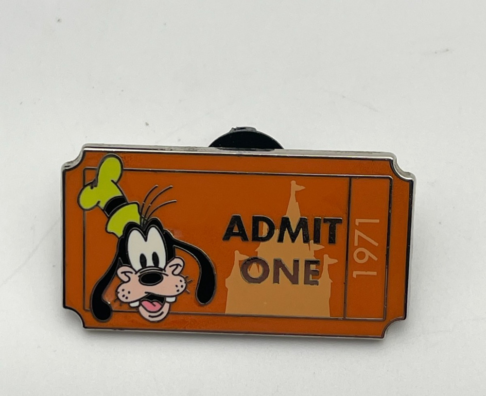 Goofy Admit One 1971 Ticket Pin - WDW Orange Goofy LE Admit One Ticket Pin